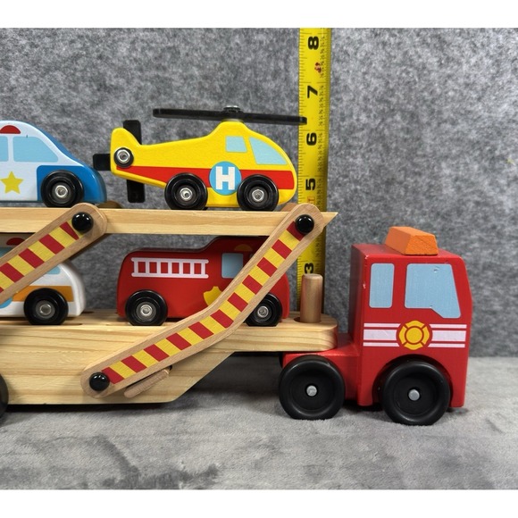 Melissa And Doug Wooden Emergency Vehicle Carrier Truck + 4 Emergency Vehicles - Picture 16 of 16